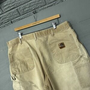 Carhartt Duck Brown Pants Double-Front Work Relaxed Fit Rugged Flex 40x30 (38x28
